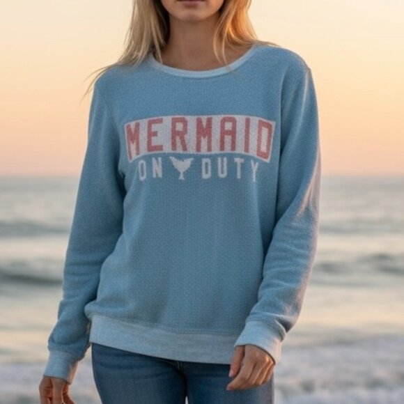WILDFOX Sweatshirt MERMAID ON DUTY Blue Medium - Picture 1 of 8